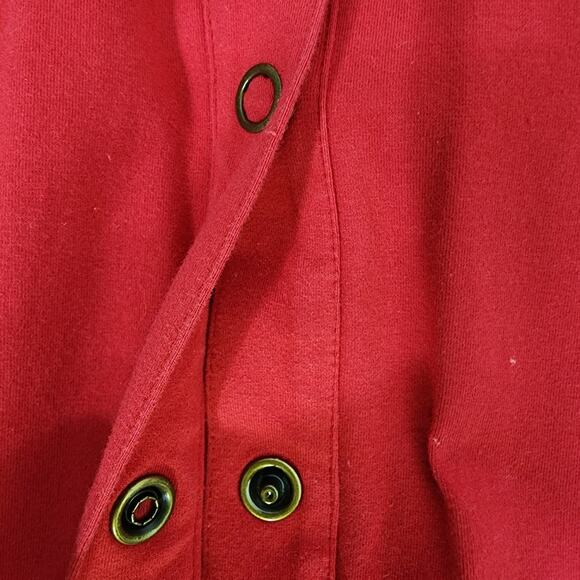 Weekends by Chico's Jacket Women’s Size 2 Large Red Snap Front 3/4 Sleeves Knit - Picture 7 of 12
